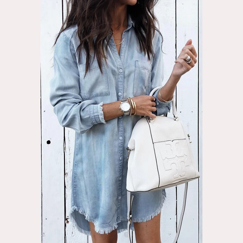 Womens Denim Long Sleeve Tassel Blouse Tops Mini Dress Ladies Casual Shirt Tee Stylish Extra Long Tassel Shirt
Womens Denim Long Sleeve Tassel Blouse Tops Mini Dress Ladies Casual Shirt Tee Stylish Extra Long Tassel Shirt