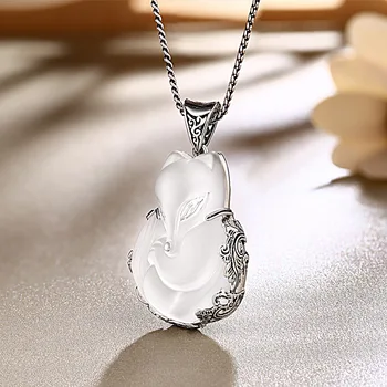 S925 sterling silver jewelry antique delicate lace charming fox women natural white crystal pendant
S925 sterling silver jewelry antique delicate lace charming fox women natural white crystal pendant