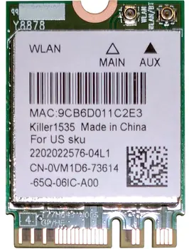 Wireless Adapter Card for Wlan 2-in-1 Killer 1535 802.11 A/b/g/n/ac + Bluetooth 4.1 ; M.2 2230 Wifi Network 802.11ac 867mbps 
Wireless Adapter Card for Wlan 2-in-1 Killer 1535 802.11 A/b/g/n/ac + Bluetooth 4.1 ; M.2 2230 Wifi Network 802.11ac 867mbps