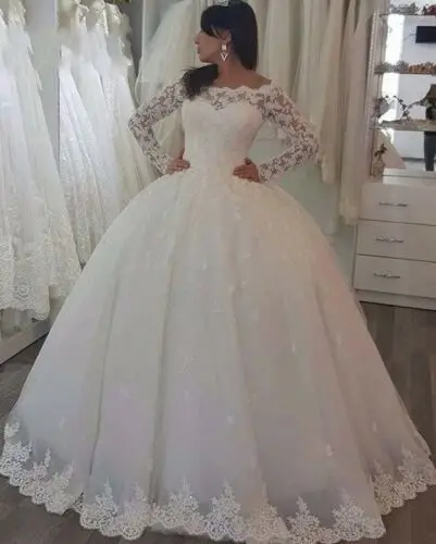 Long Sleeves Ivory Lace Wedding Dresses Ball Gown Bridal Custom Plus Size Dress
Long Sleeves Ivory Lace Wedding Dresses Ball Gown Bridal Custom Plus Size Dress