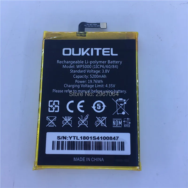100% original battery for OUKITEL WP5000 battery 5200mAh Long standby time 5.7inch MTK6757 for OUKITEL Mobile Accessories
100% original battery for OUKITEL WP5000 battery 5200mAh Long standby time 5.7inch MTK6757 for OUKITEL Mobile Accessories