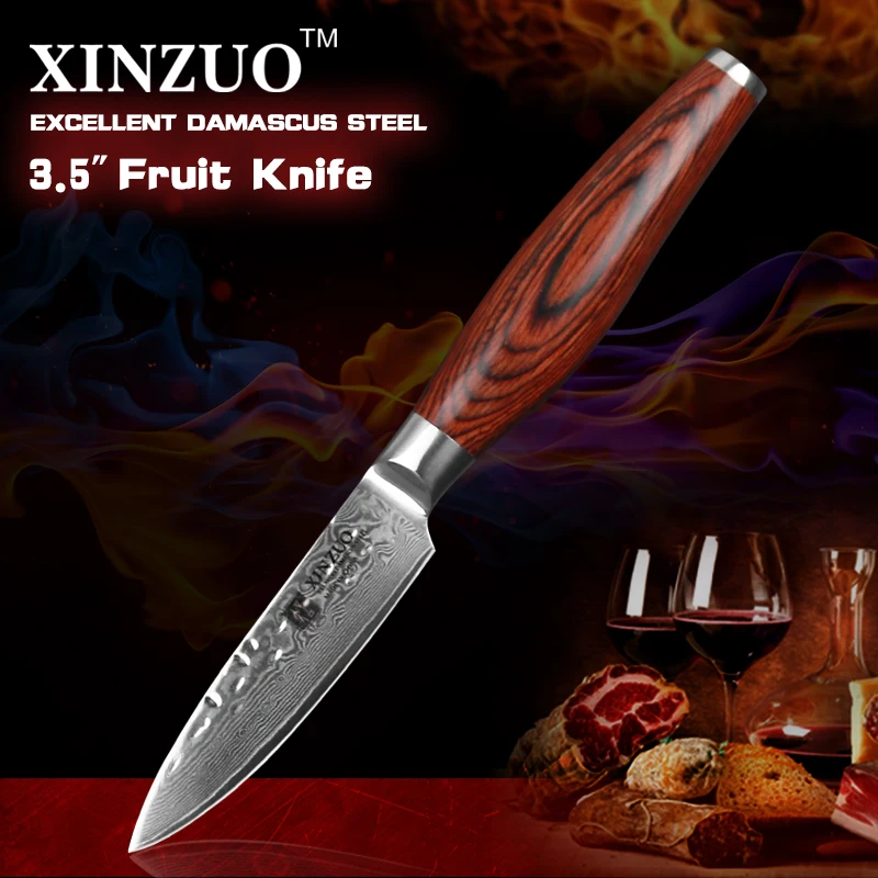 XINZUO 3.5" inch Japanese Chef Knife 73 layers VG10 Japan Damascus Kitchen Knife Stainless Steel Santoku Knife Pakkawood Handle
XINZUO 3.5" inch Japanese Chef Knife 73 layers VG10 Japan Damascus Kitchen Knife Stainless Steel Santoku Knife Pakkawood Handle