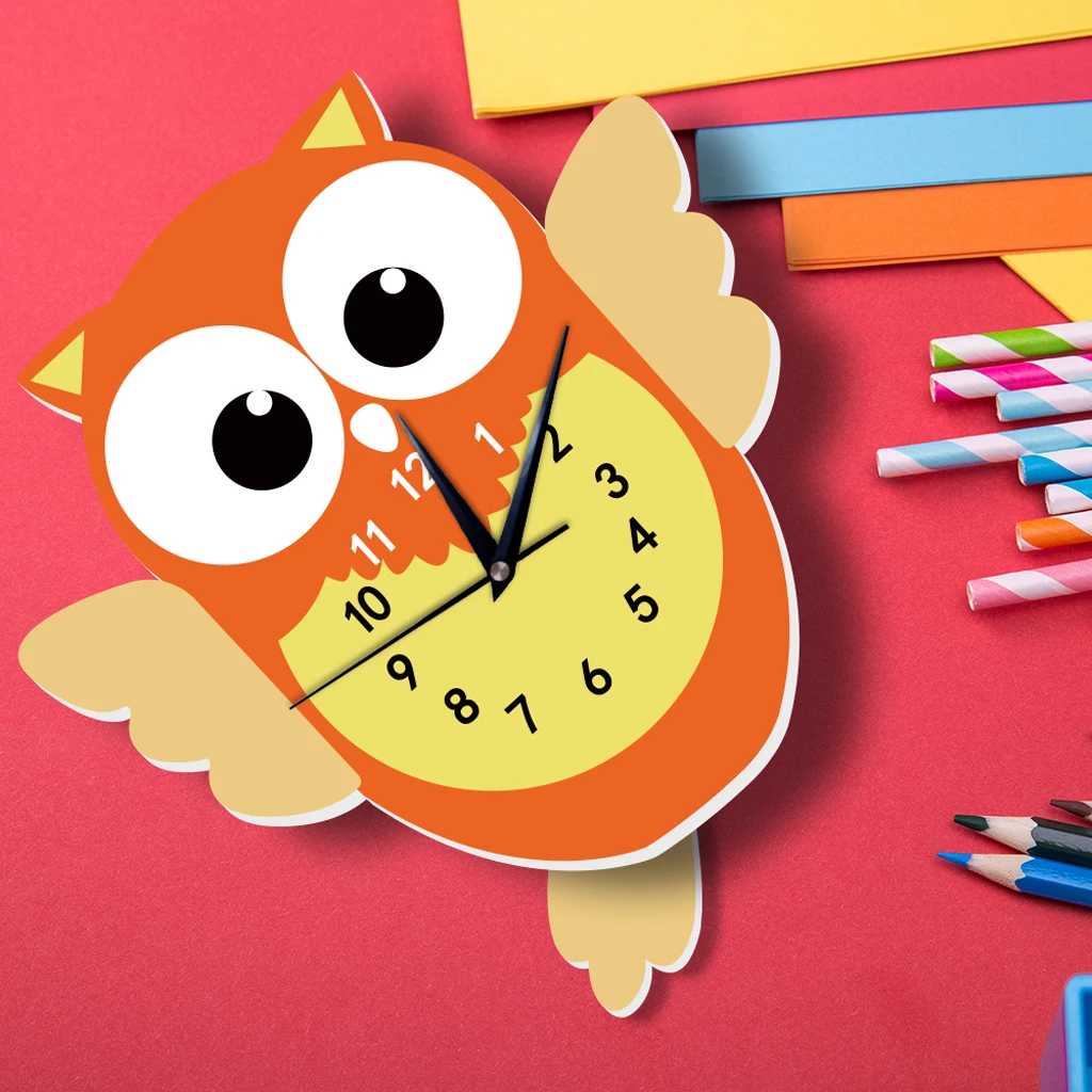 Japanese Adorable Pendulum Clock Funny Crafts Swinging Tail Wall Clock Kit for Kid's Nursery Children's Bedroom Decor