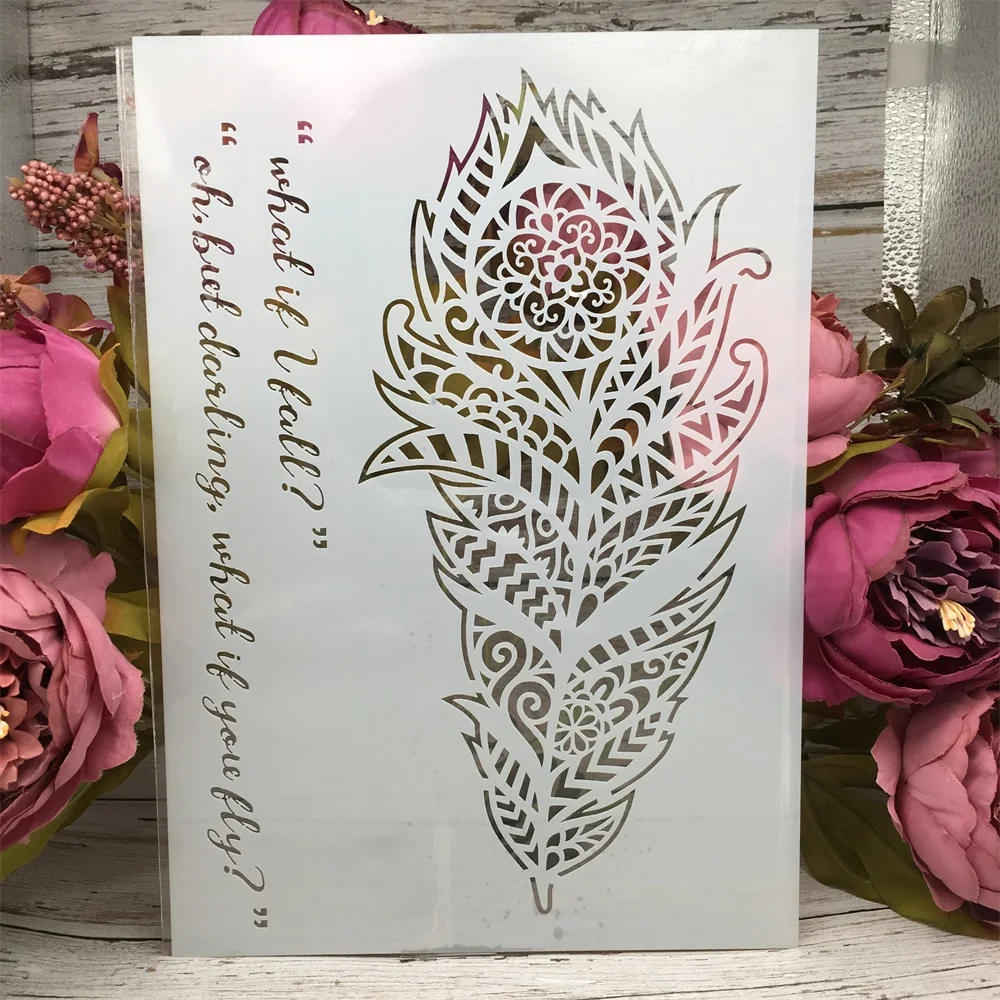 A4 29cm Big Feather Words DIY Layering Stencils Wall Painting Scrapbook Coloring Embossing Album Decorative Paper Card Template
A4 29cm Big Feather Words DIY Layering Stencils Wall Painting Scrapbook Coloring Embossing Album Decorative Paper Card Template