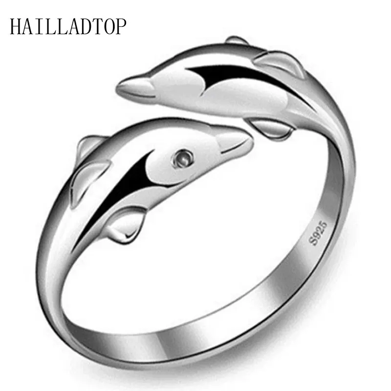 Fashion Cute Double Dolphin Party Rings Open Design Resizable Mirror Surface 925 Sterling Silver Rings Adjustable Ring
Fashion Cute Double Dolphin Party Rings Open Design Resizable Mirror Surface 925 Sterling Silver Rings Adjustable Ring