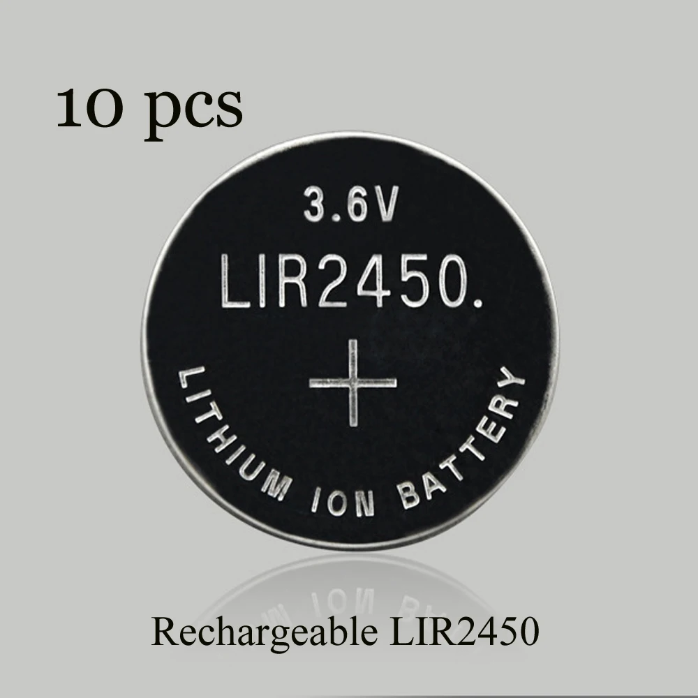 Sorvess 10PCS 120mAH LIR2450 Lithiium lir Ion Rechargeable Battery 3.6V Li-ion button coin cell replace for CR2450 CR 2450
Sorvess 10PCS 120mAH LIR2450 Lithiium lir Ion Rechargeable Battery 3.6V Li-ion button coin cell replace for CR2450 CR 2450
