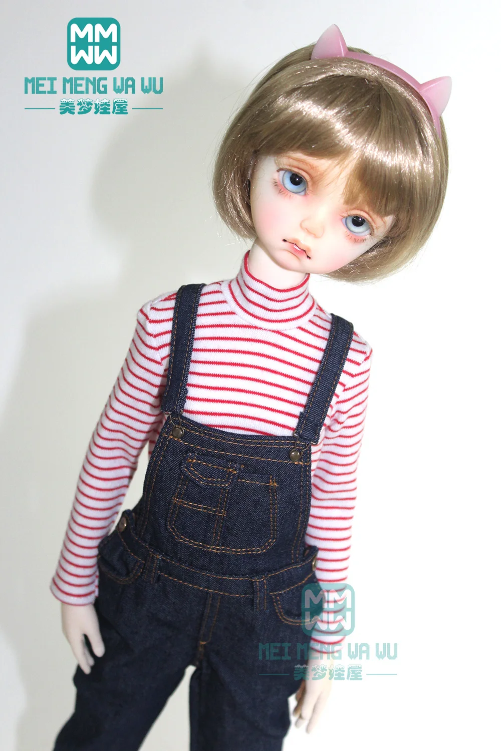 Clothes for doll fit 43cm 1/4 BJD doll fashion wild striped T-shirt pink, black, white
Clothes for doll fit 43cm 1/4 BJD doll fashion wild striped T-shirt pink, black, white