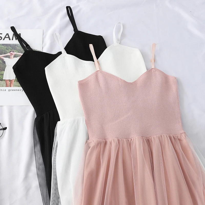 Women Spring Summer New Slim Knitting Stitching Mesh Long Pleated Draped one piece Dresses female Spaghetti Strap dresses shirts
Women Spring Summer New Slim Knitting Stitching Mesh Long Pleated Draped one piece Dresses female Spaghetti Strap dresses shirts
