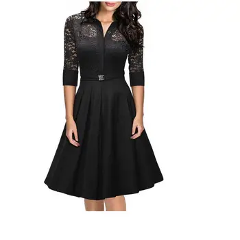 High Quality Nice New Vogue Wear Dress Sexy Girl Lapel Seven Sleeve Printed Lace Hollow Elegant Woman Knee Dress Plus Size G26
High Quality Nice New Vogue Wear Dress Sexy Girl Lapel Seven Sleeve Printed Lace Hollow Elegant Woman Knee Dress Plus Size G26