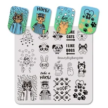 BEAUTYBIGBANG forme carrée chat chien Animal série Image Nail Art timbre estampage plaque de modèle pour BBB 030(China)