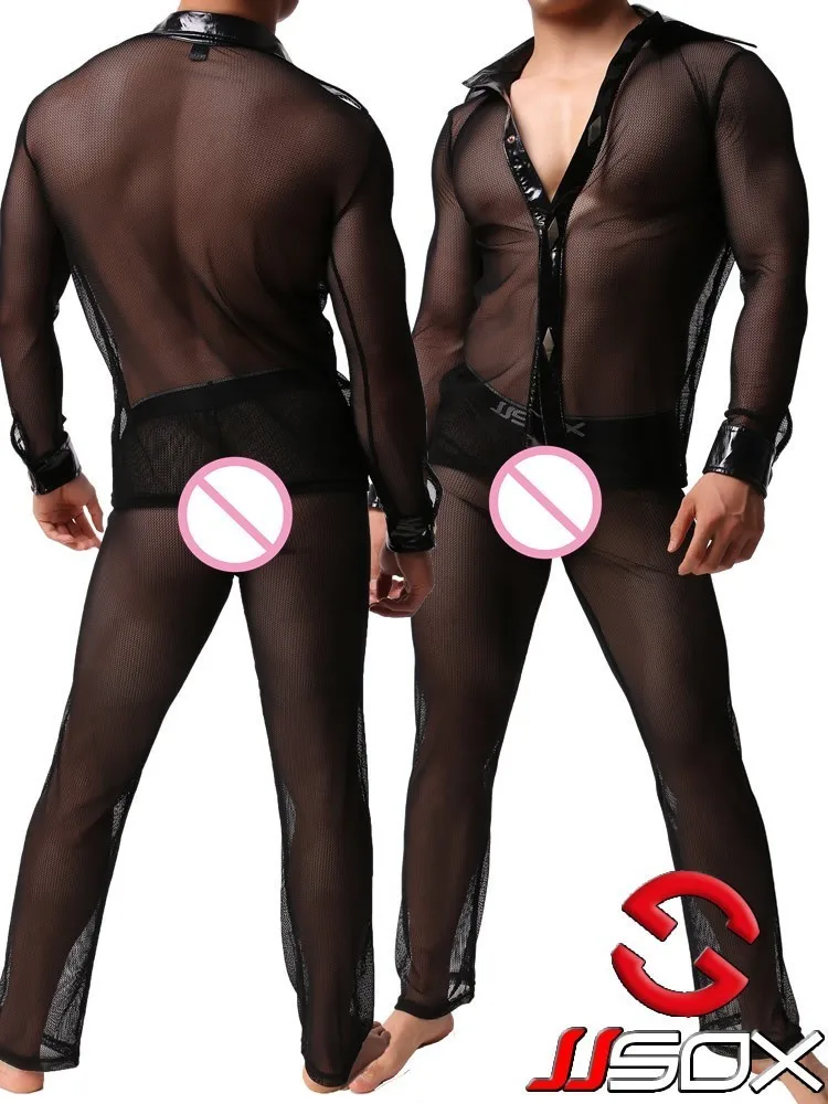 Transparent Mesh Undershirt Men Bodysuit Singlets Sexy See Through Shirts Erotic Pants Gay Costumes Night Club Performance Suit
Transparent Mesh Undershirt Men Bodysuit Singlets Sexy See Through Shirts Erotic Pants Gay Costumes Night Club Performance Suit