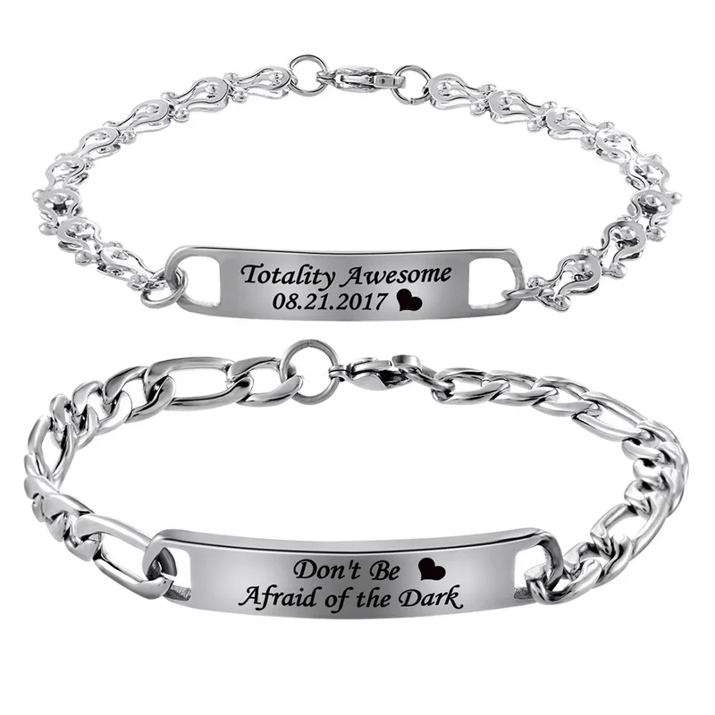 2PC/Set Customized Engrave Eclipse Series Stainless Steel Bracelets & Bangles Carved Letters Heart Love Gift For Women Men
2PC/Set Customized Engrave Eclipse Series Stainless Steel Bracelets & Bangles Carved Letters Heart Love Gift For Women Men