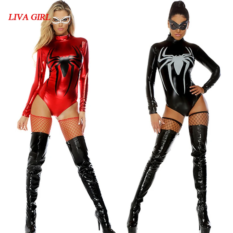 Women Spiderman Costumes Comic Black and White Jumpsuit Spider-man Cosplay Zentai Spiderwoman Venom Costume Spider Girl Bodysuit
Women Spiderman Costumes Comic Black and White Jumpsuit Spider-man Cosplay Zentai Spiderwoman Venom Costume Spider Girl Bodysuit