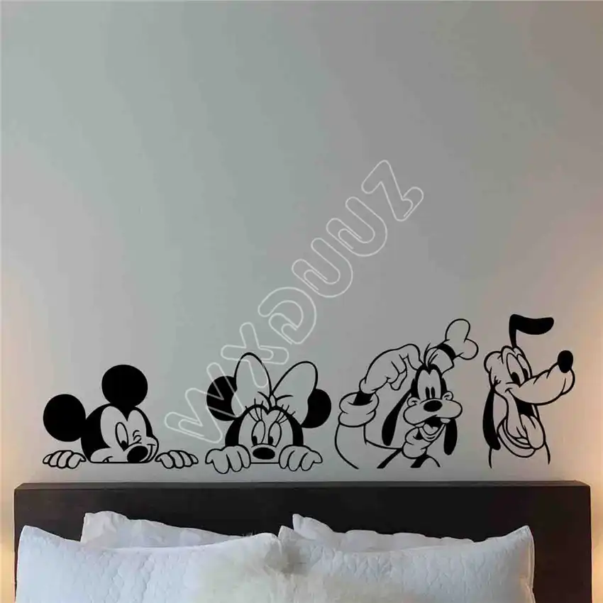 Wxduuz Mickey Mouse Minnie Goofy Pluto Vinilo Adhesivo Arte Pared De Habitacion Pegatina Decoracion Del Hogar Dibujos Animados Living Dibujos Animados B234 Aliexpress