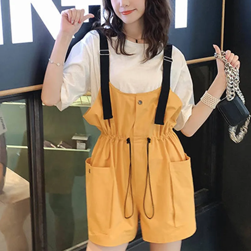 Women 2 Pieces Sets Shorts Cargo Overalls Short Sleeve T Shirts Playsuits Pockets Solid Suits 2019 Summer Elastic Waist Clothing
Women 2 Pieces Sets Shorts Cargo Overalls Short Sleeve T Shirts Playsuits Pockets Solid Suits 2019 Summer Elastic Waist Clothing