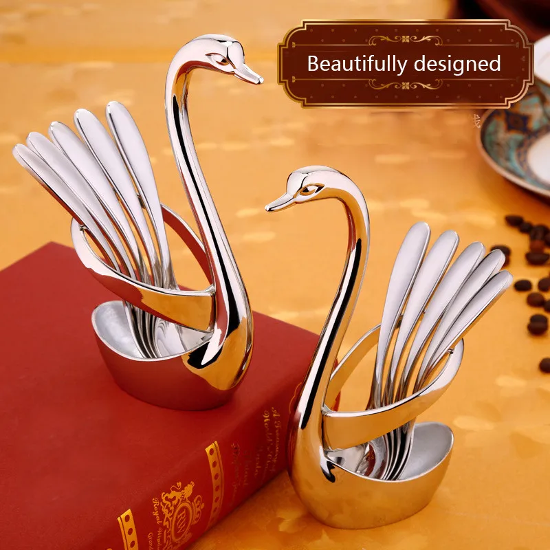 European 304 Stainless Steel Dinnerware Set Portable Cutlery Set Swan Holder Table Tableware Dinner Tableware Set spoon fork
European 304 Stainless Steel Dinnerware Set Portable Cutlery Set Swan Holder Table Tableware Dinner Tableware Set spoon fork