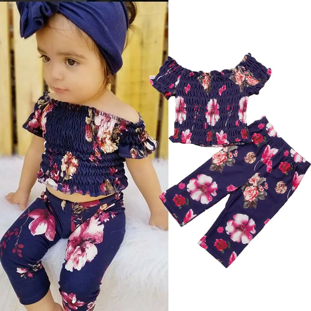2019 New Summer Baby Girls Kids Clothes Sets Floral Print Short Sleeve Off Shoulder T-Shirt + Pants 2Pcs Floral Outfits Sets
2019 New Summer Baby Girls Kids Clothes Sets Floral Print Short Sleeve Off Shoulder T-Shirt + Pants 2Pcs Floral Outfits Sets