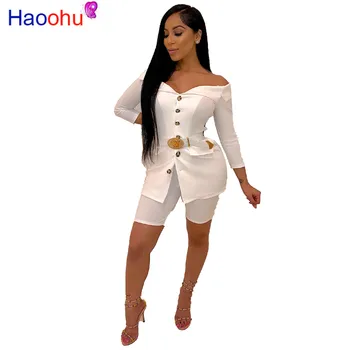 Sexy Two Piece Set Women Clothes Tracksuit Off Shoulder Button Long Top and Shorts Set 2 Piece Club Outfits Matching Set
Sexy Two Piece Set Women Clothes Tracksuit Off Shoulder Button Long Top and Shorts Set 2 Piece Club Outfits Matching Set