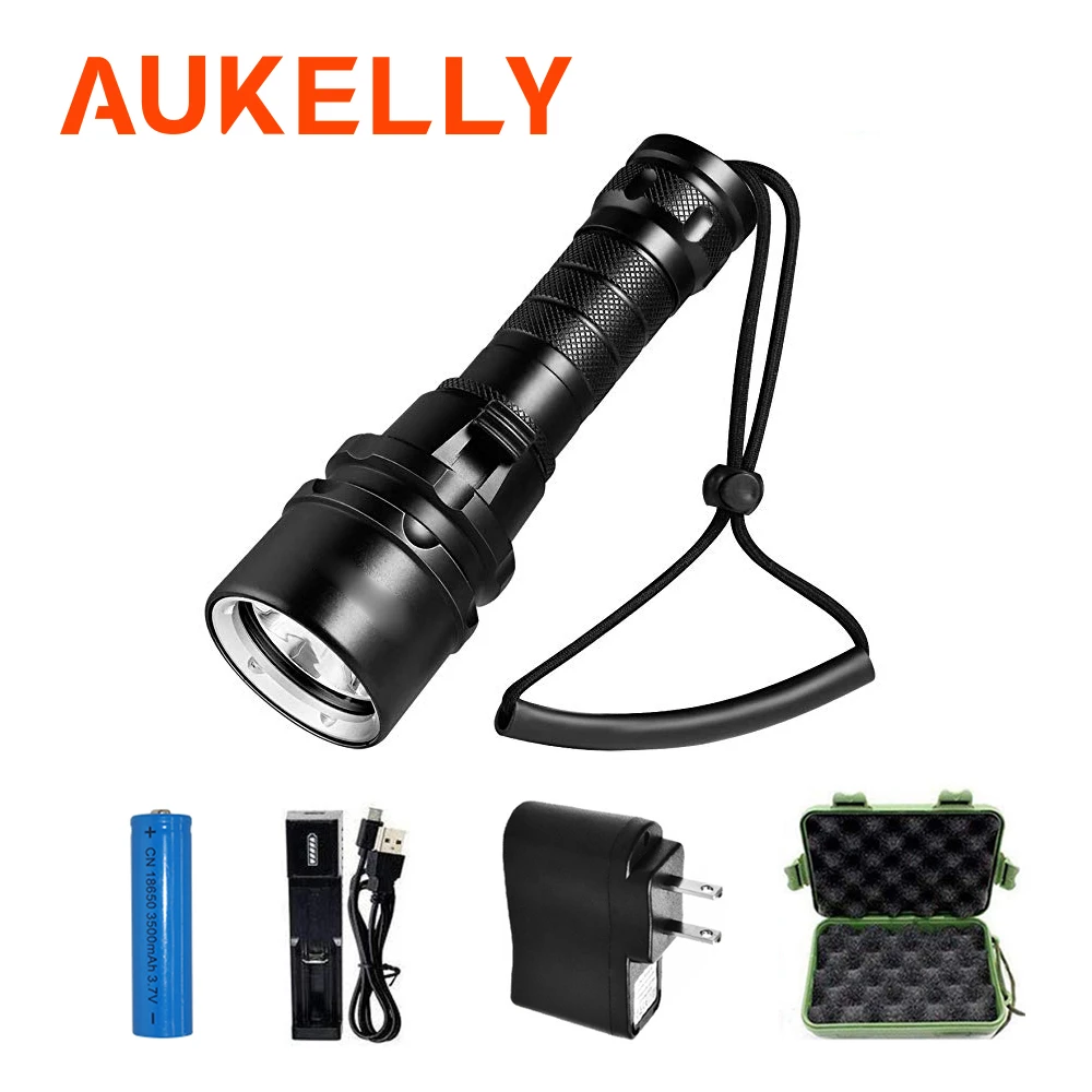 Aukelly Diving Flashlight Submarine Underwater 100M torch LED L2 Waterproof Stepless Adjust Scuba Diver Rechargeable Lanterna
Aukelly Diving Flashlight Submarine Underwater 100M torch LED L2 Waterproof Stepless Adjust Scuba Diver Rechargeable Lanterna
