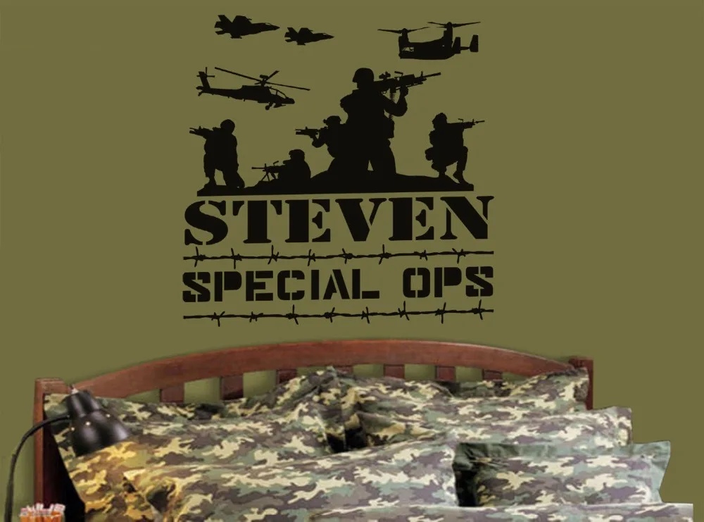 Custom made Personalized Name Special OPS Army Marines Navy Vinyl Wall decal decals for boy's room-You choose Name and Color
Custom made Personalized Name Special OPS Army Marines Navy Vinyl Wall decal decals for boy's room-You choose Name and Color
