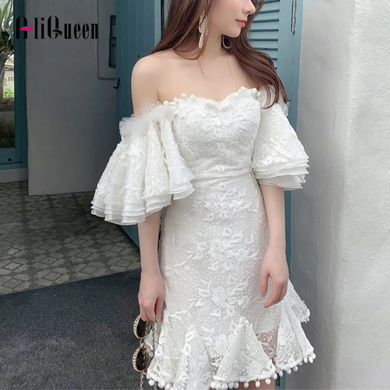 Summer 2019 White Embroidery Butterfly Sleeve Slim Mermaid Lace Dress Elegant Women Sexy Off Shoulder Mini Party Dresses Vestido
Summer 2019 White Embroidery Butterfly Sleeve Slim Mermaid Lace Dress Elegant Women Sexy Off Shoulder Mini Party Dresses Vestido