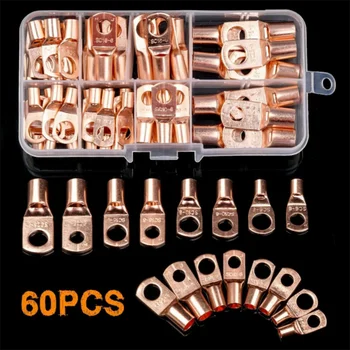 60pcs Battery Bare Copper Cable Ring Lug Terminals Assorted Kit 8 Sizes Gauge SC6-25 Naked Battery Lug Terminal Box Kit
60pcs Battery Bare Copper Cable Ring Lug Terminals Assorted Kit 8 Sizes Gauge SC6-25 Naked Battery Lug Terminal Box Kit