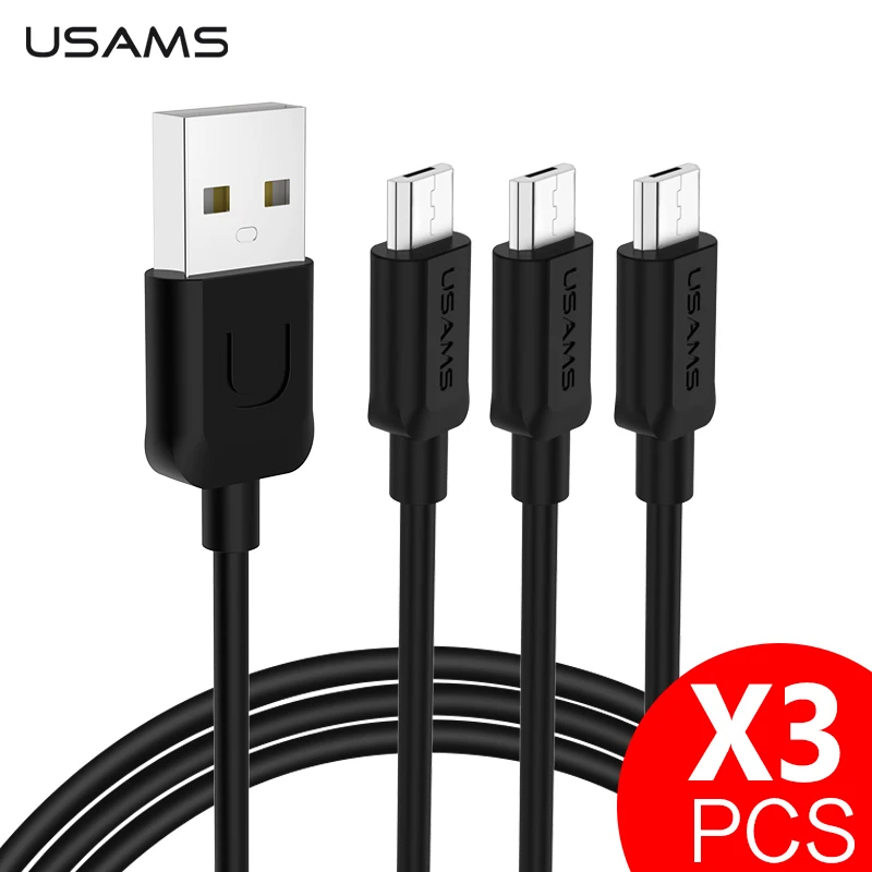 USAMS 3 шт./лот кабель Micro USB 1 м 0 25 Зарядка для Samsung Xiaomi передачи данных Galaxy S5 S6 S7 шнур