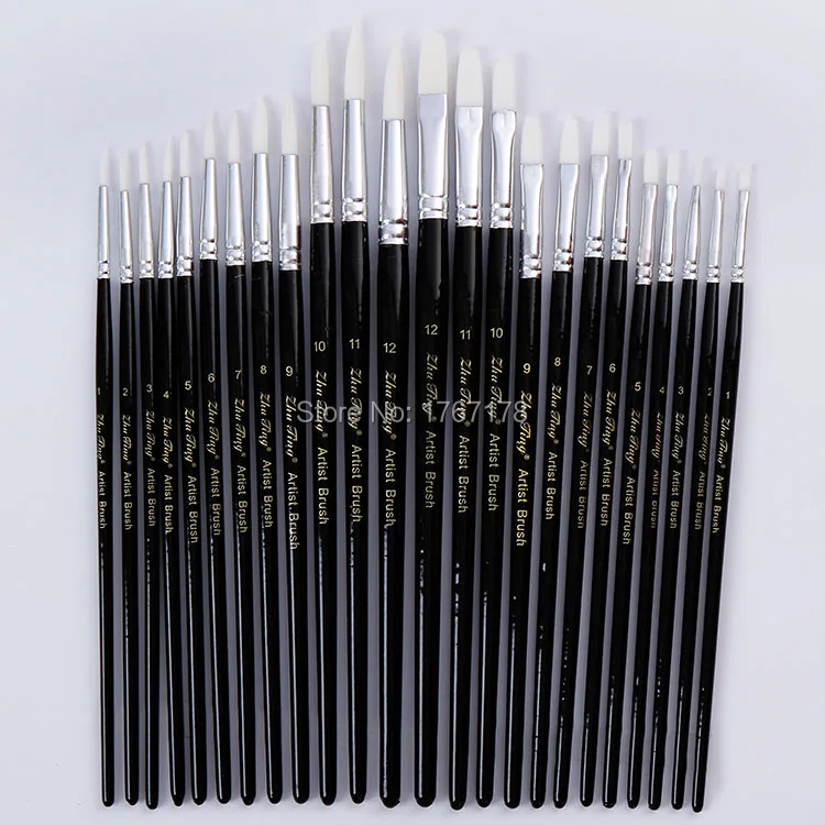 24pcs Nylon Hair Paint Brush Set Wooden Handle Water Color Gouache Acrylics Oil Painting Tool Black
24pcs Nylon Hair Paint Brush Set Wooden Handle Water Color Gouache Acrylics Oil Painting Tool Black