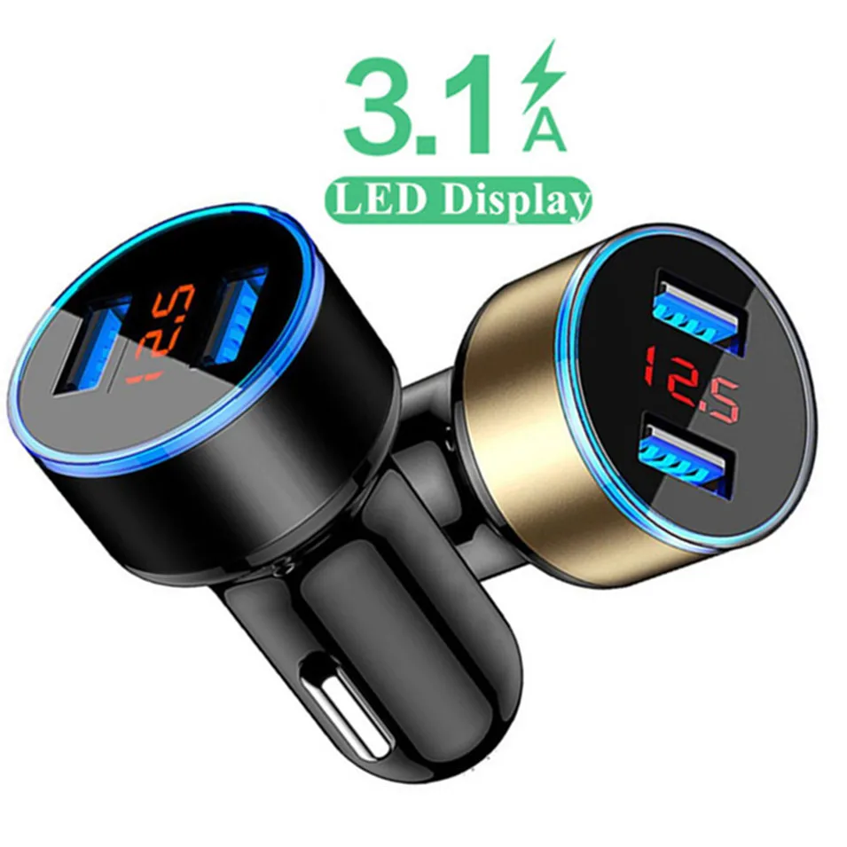 Dual USB Car Charger Adapter 3.1A Digital LED Voltage/Current Display Auto Vehicle Metal Charger For Smart Phone/Tablet
Dual USB Car Charger Adapter 3.1A Digital LED Voltage/Current Display Auto Vehicle Metal Charger For Smart Phone/Tablet