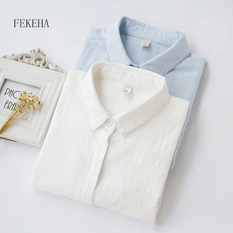 FEKEHA Autumn White Blouse Women Solid Shirt Long Sleeve Cotton Blouse Work Office Lady Tops 2019
FEKEHA Autumn White Blouse Women Solid Shirt Long Sleeve Cotton Blouse Work Office Lady Tops 2019