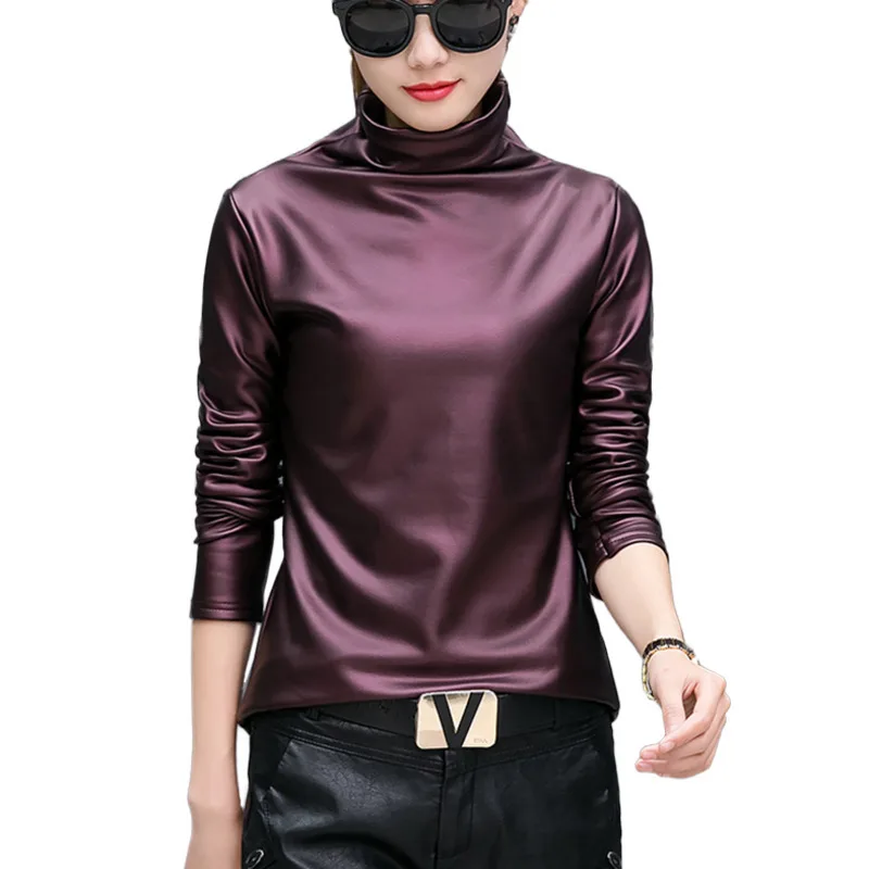 Turtleneck Blouse For Women 2018 Autumn Winter Long Sleeve Pu Leather Velvet Blusas Tops Plus Size Harajuku Korean Style Shirts
Turtleneck Blouse For Women 2018 Autumn Winter Long Sleeve Pu Leather Velvet Blusas Tops Plus Size Harajuku Korean Style Shirts