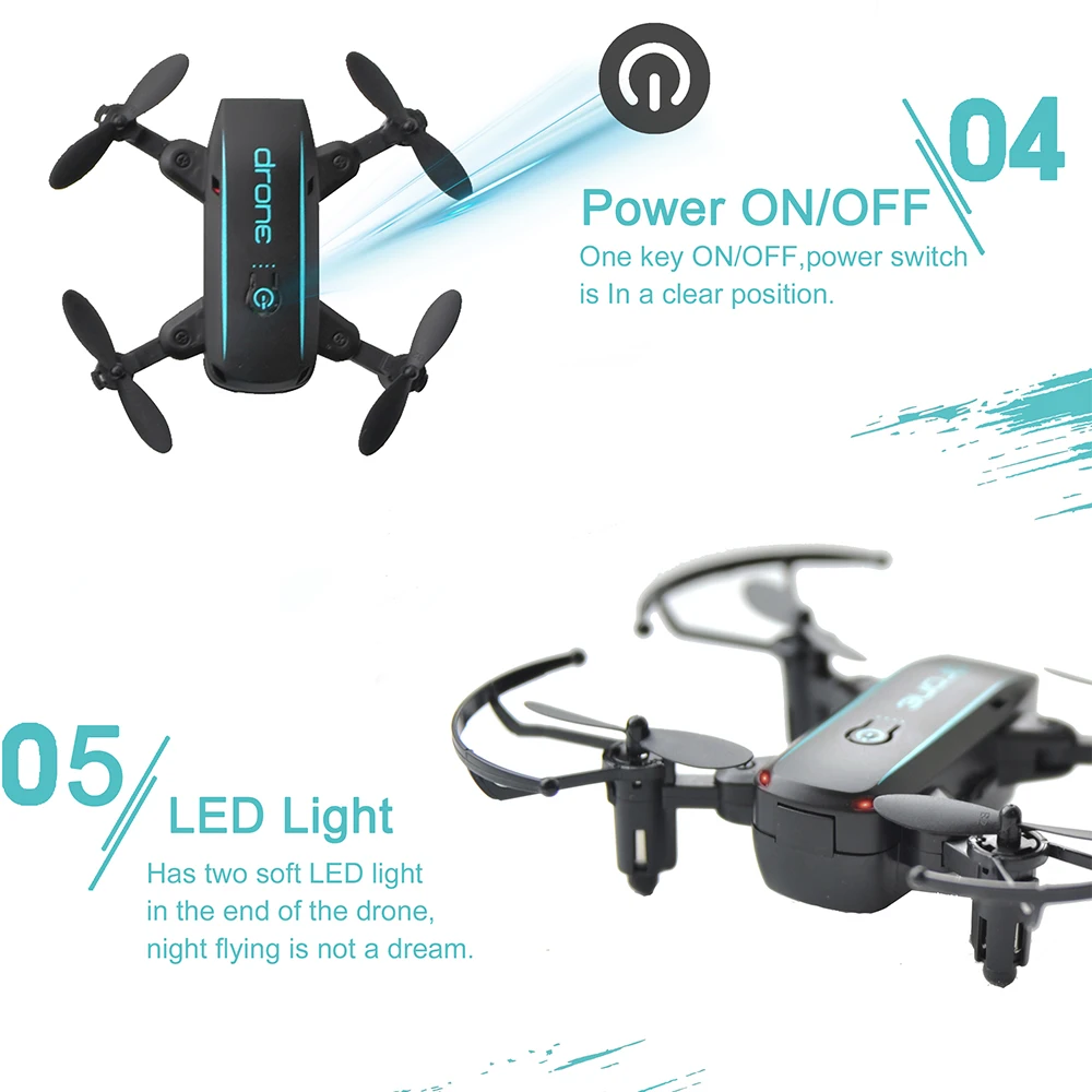 

Linxtech Mini RC Drone with Camera IN1601 2.4G 720P Wifi FPV Foldable Altitude Hold Quadcopter RC Helicopter Toys 3 Batteries