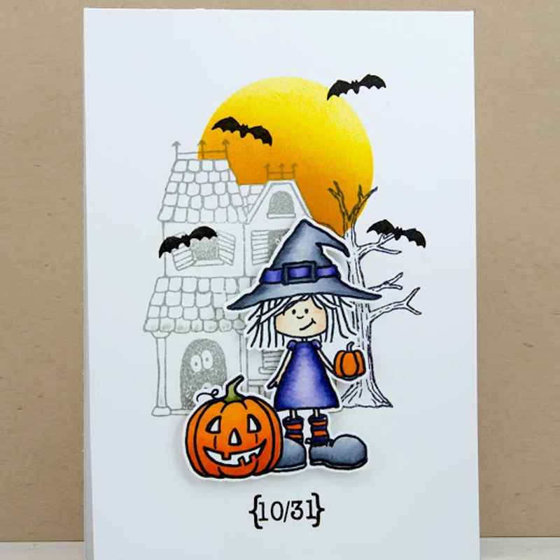 

Happy Halloween Witch Clear Stamps for DIY Scrapbooking Card Making Crafts Fun Decoration Transparent Stempels Silicone Seal