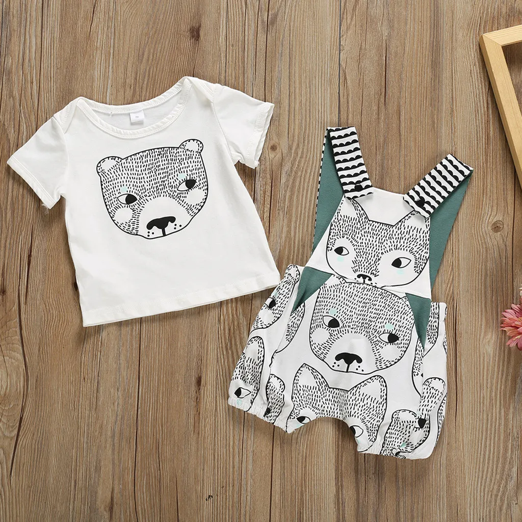 Infant Baby Boy Girl Cartoon Print T-Shirt Tops+Bear Suspenders Romper Outfits Kids Child Summer
Infant Baby Boy Girl Cartoon Print T-Shirt Tops+Bear Suspenders Romper Outfits Kids Child Summer