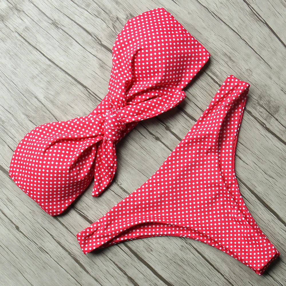 Strapless Swimsuit Sexy Dot Bikini Set Tie Front Bikini Push Up Off Shoulder Female Swimwear Maillot De Bain Femme Bathing Suit
Strapless Swimsuit Sexy Dot Bikini Set Tie Front Bikini Push Up Off Shoulder Female Swimwear Maillot De Bain Femme Bathing Suit