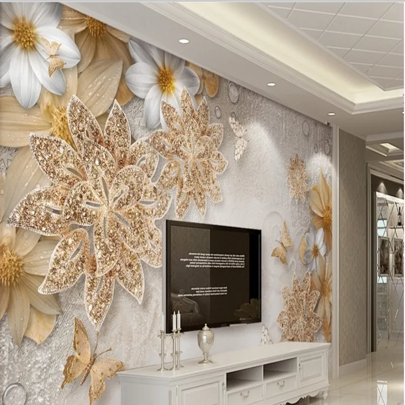 beibehang Large custom wallpaper 3D luxury gold jewelry flower butterfly TV backdrop wall living room sofa decoration
beibehang Large custom wallpaper 3D luxury gold jewelry flower butterfly TV backdrop wall living room sofa decoration