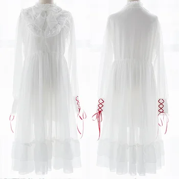 Japanese Style Chiffon Pure White Dress Girl Long Skirt Small Fresh Lovely Lace Trim Bowknot Home Wear Pajamas Elegant Casual
Japanese Style Chiffon Pure White Dress Girl Long Skirt Small Fresh Lovely Lace Trim Bowknot Home Wear Pajamas Elegant Casual