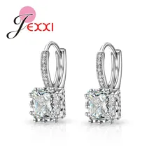 Novedad pendientes de aro para mujer grandes cuadrados CZ piedra de diamantes de imitación novia boda accesorios de oreja(China)