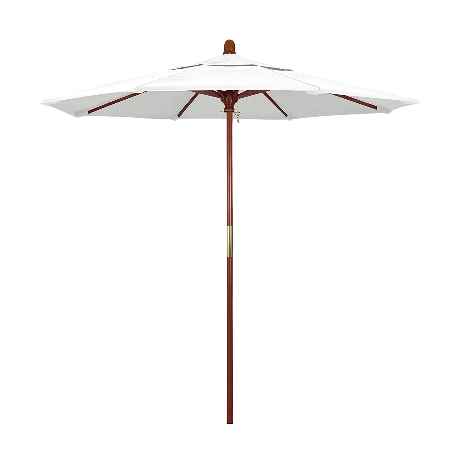 California Umbrella MARE758-F04 7.5 ft. Wood Market Umbrella Pulley Open Marenti Wood-Olefin-White