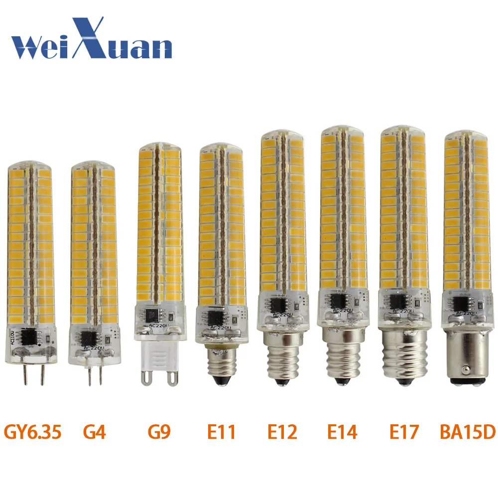 

LED Dimmable Silicone Lamp Light GY6.35/G4/BA15D/E11/E12/E14/E17/G9 5W LED Corn Bulb 136 SMD 5730 110V 220V White Warm White