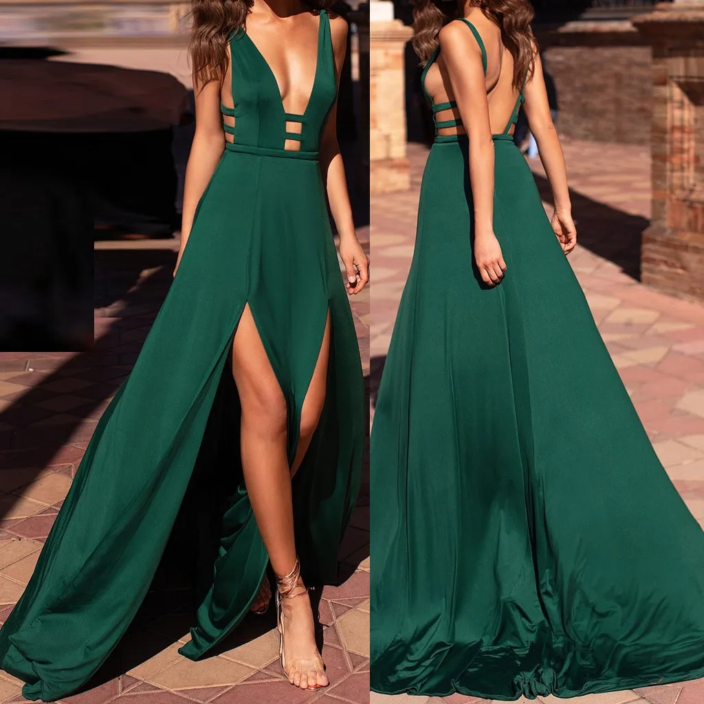 Green Sexy Deep V-Neck Long Dress Fashion Women Evening Solid Color Dress Sexy Camisole Sleeveless V-Neck Fork Opening Dress @5
Green Sexy Deep V-Neck Long Dress Fashion Women Evening Solid Color Dress Sexy Camisole Sleeveless V-Neck Fork Opening Dress @5