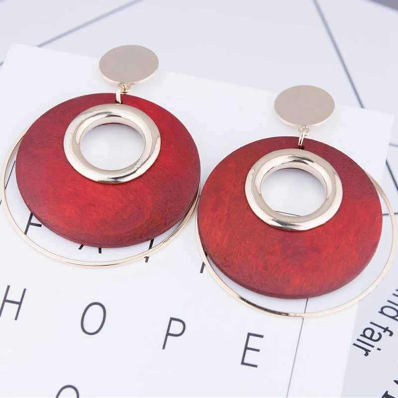 New Big Dangle Earring Large Round Earrings For Women Fashion Jewelry Exaggerated Circle Wood Earrings Black Red
New Big Dangle Earring Large Round Earrings For Women Fashion Jewelry Exaggerated Circle Wood Earrings Black Red