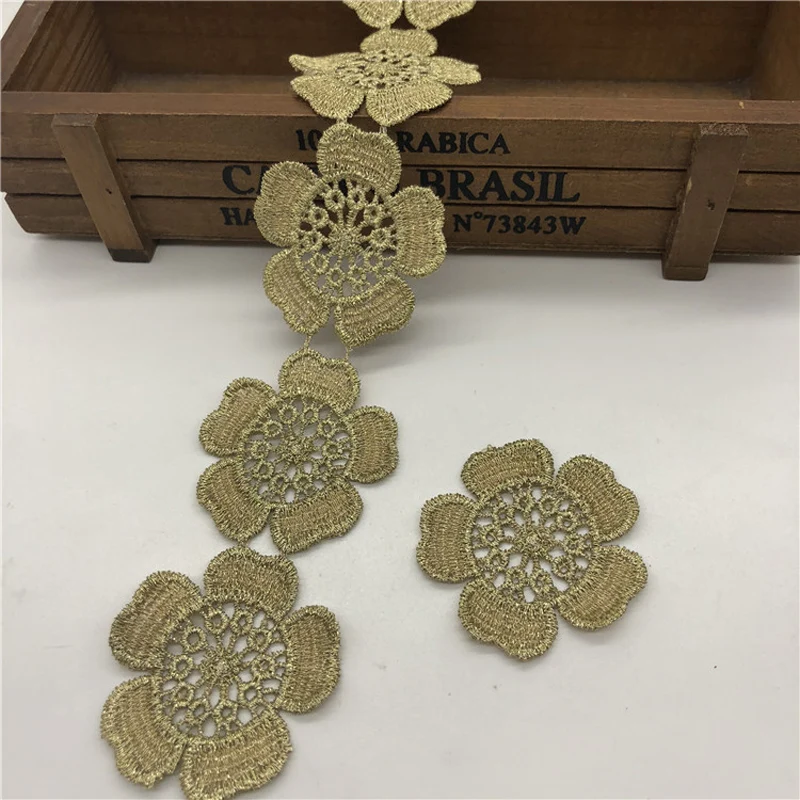 15yards Gold Flowers Embroidered Lace Trim Ribbon 5cm Handmade Sewing Craft Patchwork Lace Applique Patches For Decoration
15yards Gold Flowers Embroidered Lace Trim Ribbon 5cm Handmade Sewing Craft Patchwork Lace Applique Patches For Decoration