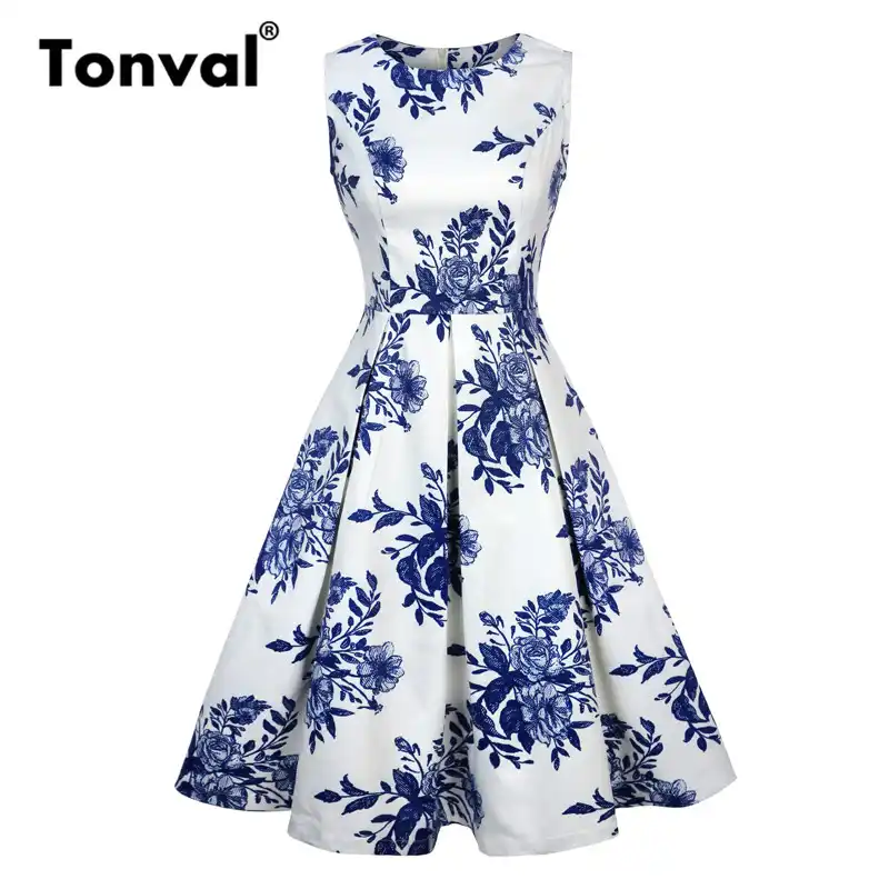 blue flower summer dress