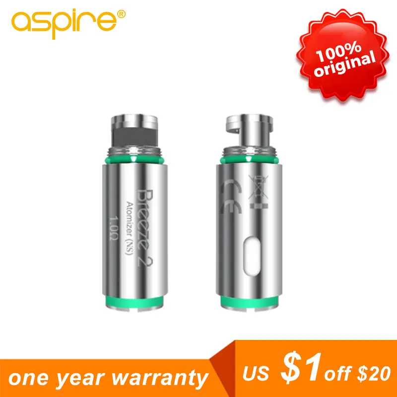 

Aspire Breeze 2 vape Coil 1.0ohm Replacement Head vape coil Fit Aspire Breeze/Breeze 2 AIO Vape electronic cigarettes vaper Kit