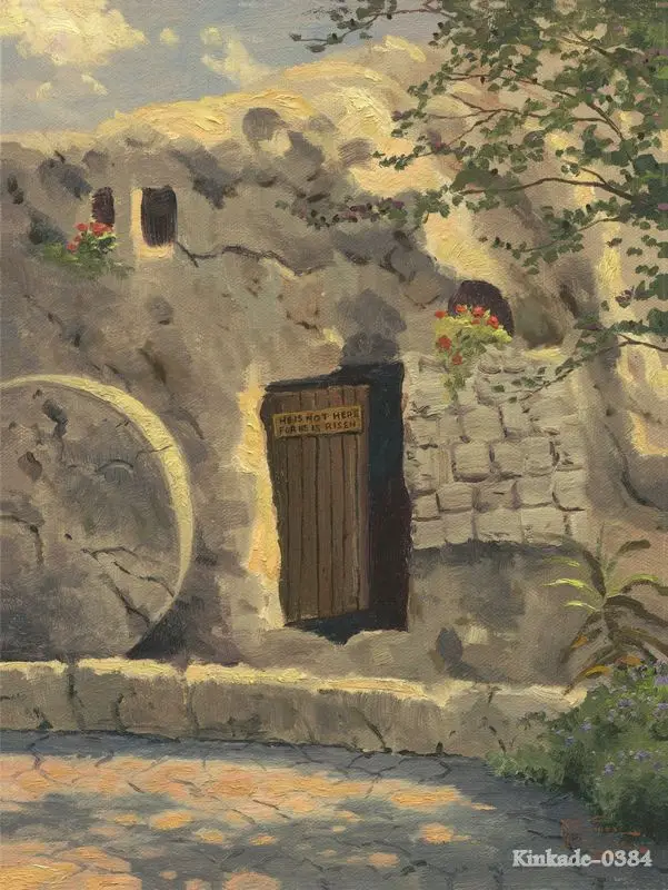 Картина Маслом Оригинал Искусство-Сад Гробница-Томас Кинкейд печатает Art Deco