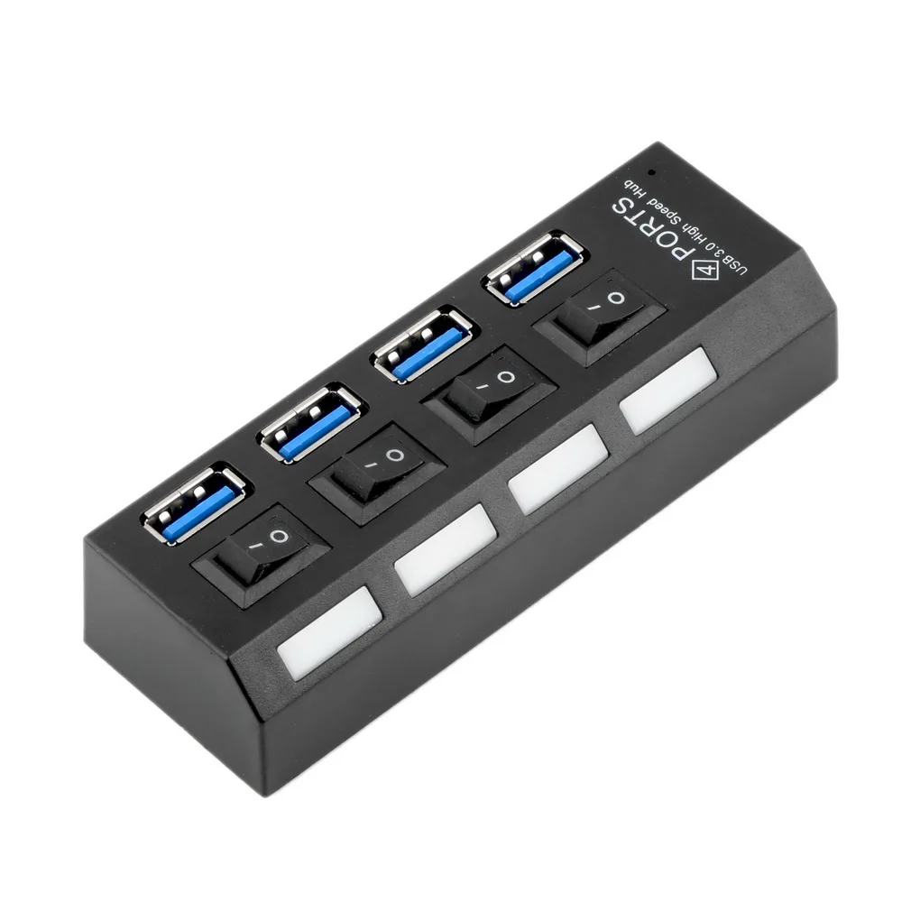 New High Speed USB 3.0 Hub 4 Ports Speed 5Gbps With On/Off Switch And Cable Universal For PC Laptop Computer Desktop Black
New High Speed USB 3.0 Hub 4 Ports Speed 5Gbps With On/Off Switch And Cable Universal For PC Laptop Computer Desktop Black