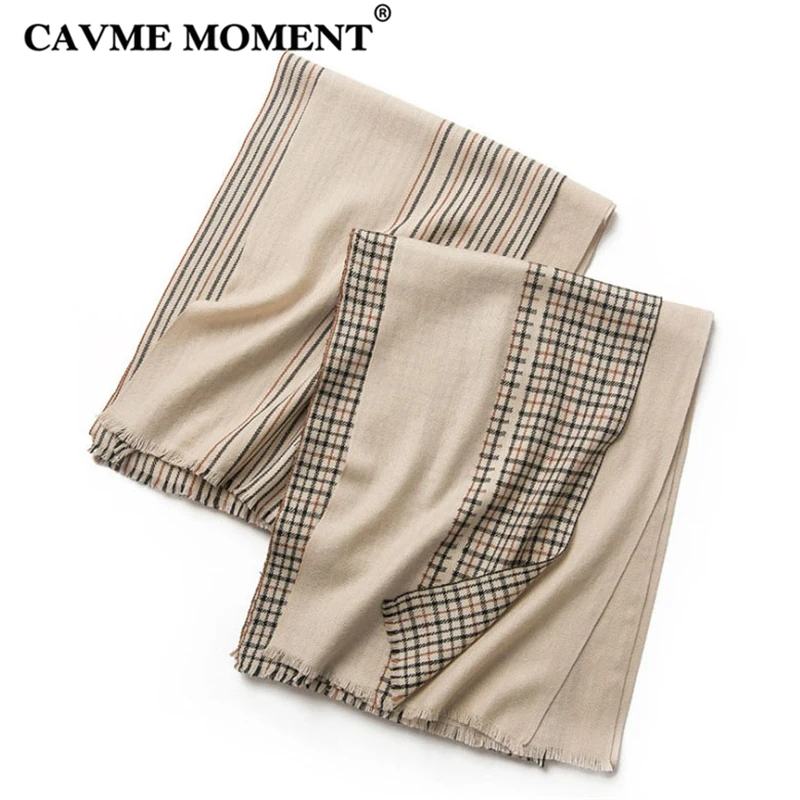 CAVME Fashion Wool Scarf Striped Plaid Scarves for Women Men Basic Scarf Beige Color Woolen Soft Pashimina Wraps 58*170cm 120g
CAVME Fashion Wool Scarf Striped Plaid Scarves for Women Men Basic Scarf Beige Color Woolen Soft Pashimina Wraps 58*170cm 120g