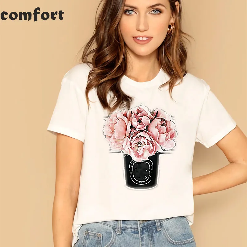 SexyTops Women Flower Perfume T Shirt Camisetas Mujer Fashion Ladies O-neck Short Sleeve Tops White High Quality T-shirt, DHWP18
SexyTops Women Flower Perfume T Shirt Camisetas Mujer Fashion Ladies O-neck Short Sleeve Tops White High Quality T-shirt, DHWP18