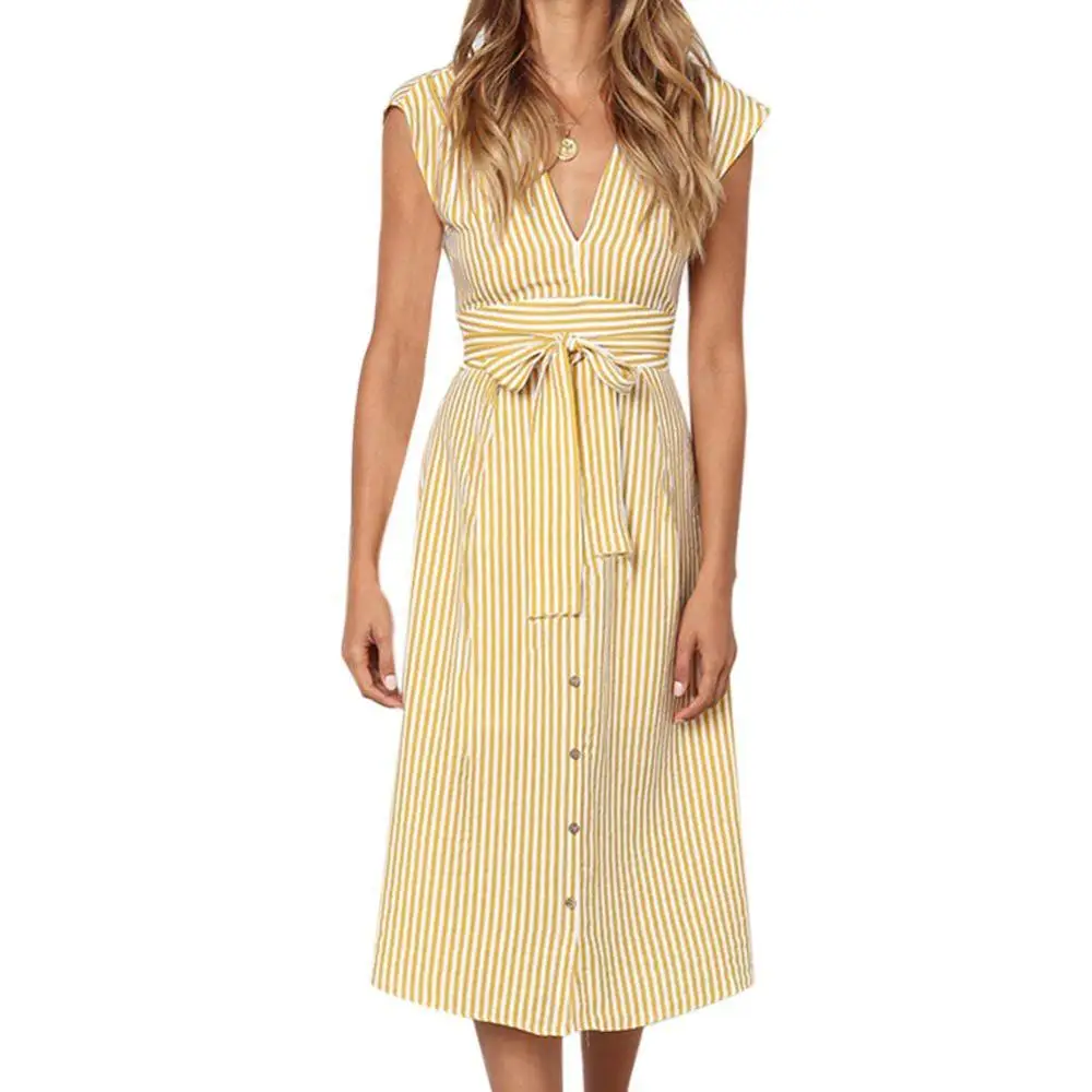 Women's Fashion Summer Classic Dresses Short Sleeve V Neck Button Decorative Swing Midi Dresses With Pockets Vestidos
Women's Fashion Summer Classic Dresses Short Sleeve V Neck Button Decorative Swing Midi Dresses With Pockets Vestidos